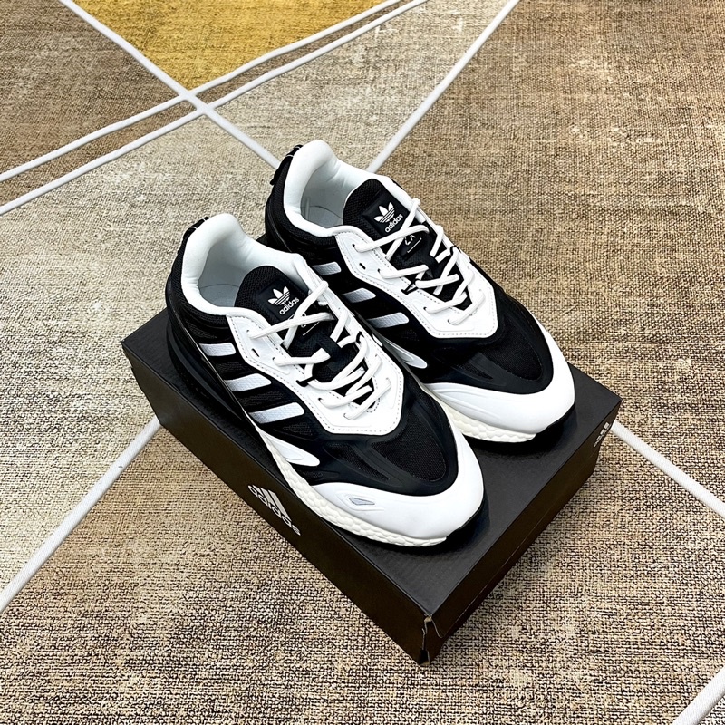 Giày thể thao ZX2K Đen trắng mũi trắng. Boost nén tặng hộp bve