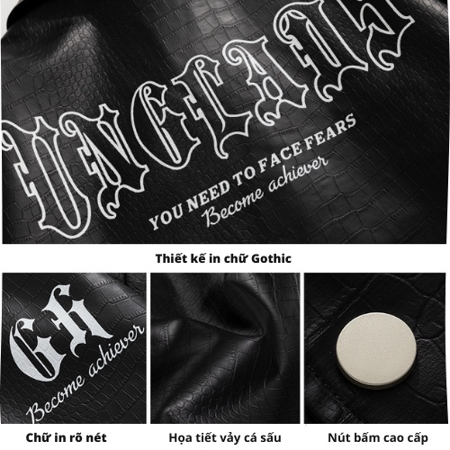 Áo khoác da pu phong cách unisex, áo khoác bomber vảy cá sấu phong cách hàn quốc