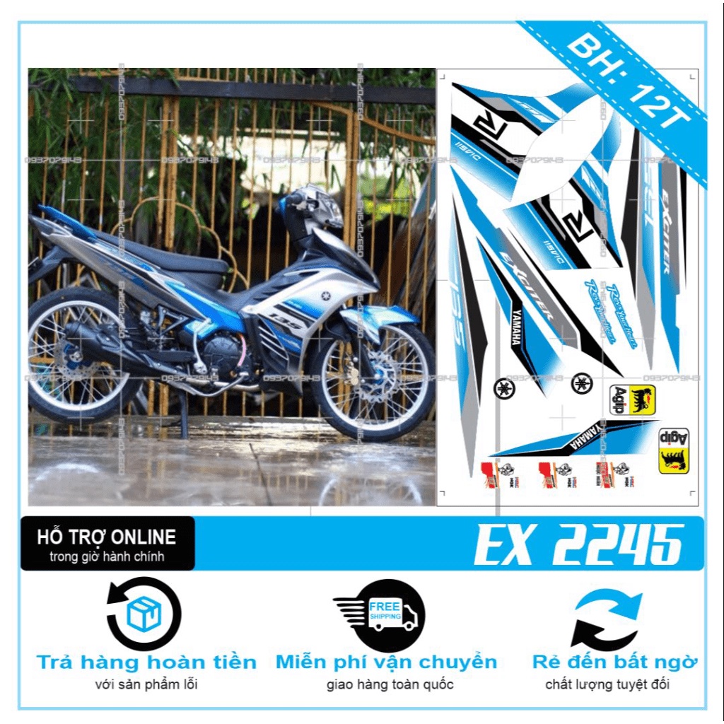 {TPHCM-FREE SHIP] TEM RỜI EXCITER 2011 R IN DECAL TRONG DÁN XE TRẮNG HOẶC BẠC