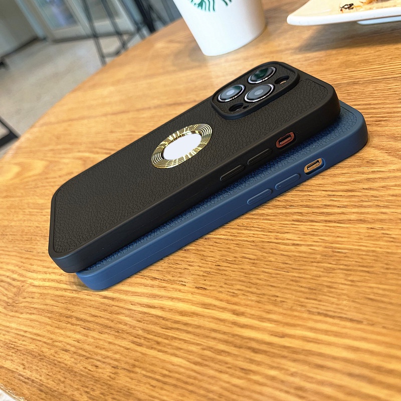 Ốp Điện Thoại Da Viền Silicon Dẻo Thiết Kế Đơn Giản Sang Trọng Chống Sốc / Rơi Cho iPhone 14 13 12 11 Pro Max