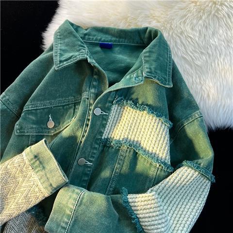 Jew4room Áo Khoác Denim Rách Retro Mùa Thu Dễ Phối Đồ Cho Cặp Đôi