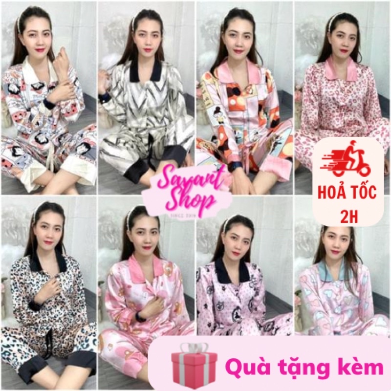 Pijama Lụa Satin Cổ Sen Tay Phồng Cổ Điển Sang Chảnh 🌸🌸🌸