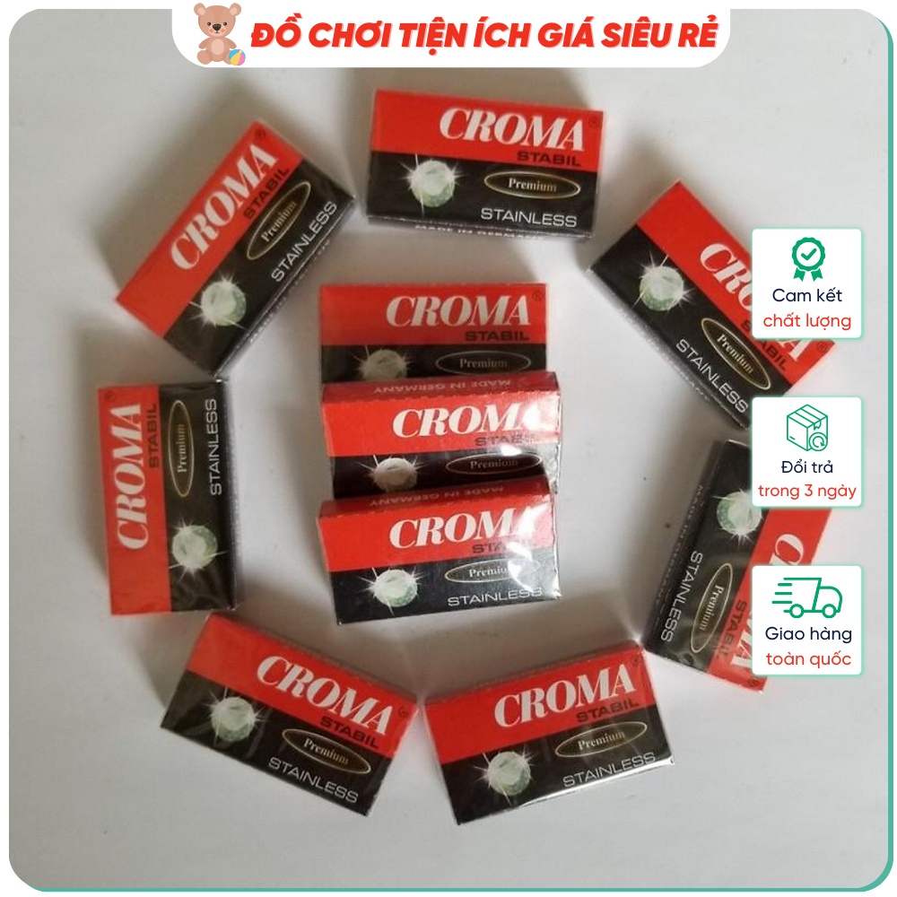 Hộp lưỡi dao tem 💥 SALE CHÍNH HÃNG 💥 10 lưỡi dao lam cạo râu Croma