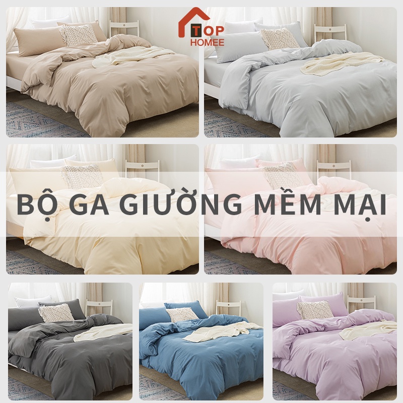 TOPHOMEE Bộ ga giường 1m2 1m8 ( ga + vỏ gối ) ga trải giường poly cotton , thoáng khí, bông mềm mại