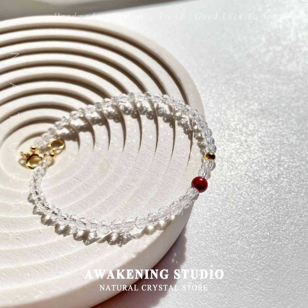 Vòng Tay Hạt Pha Lê Trắng May Mắn Thanh Lịch Thời Trang Cho Nữ