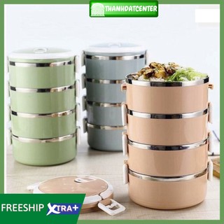 Hộp đựng cơm lúa mạch 4 tầng ruột inox giữ nhiệt dung tích 2,5l
