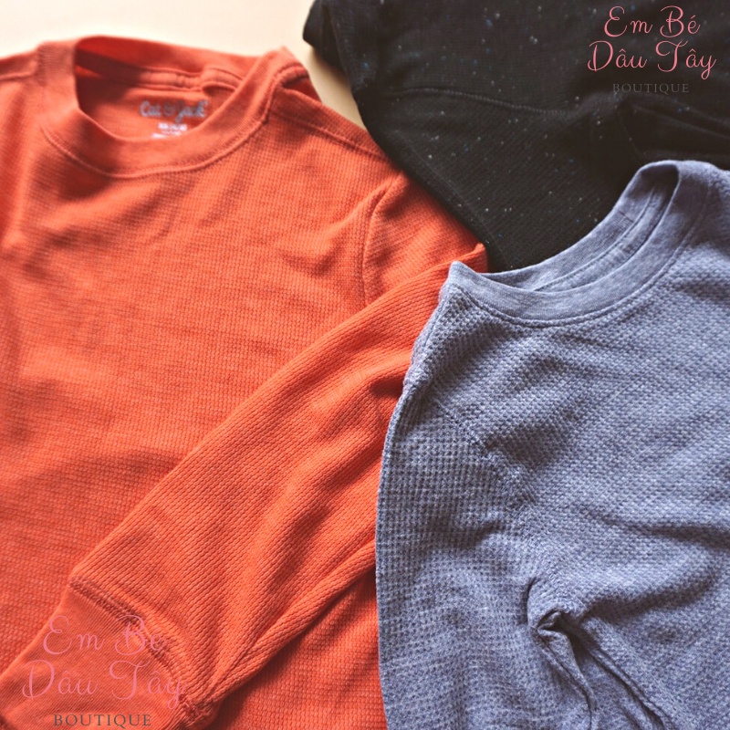 Áo thun dài tay bé trai 15-50kg, chất thun tổ ong xịn đẹp C&J VNXK. Áo thu đông bé trai. Áo tổ ong cho bé