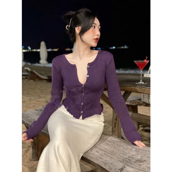 ÁO LEN TÍM TAY LOE BÈO