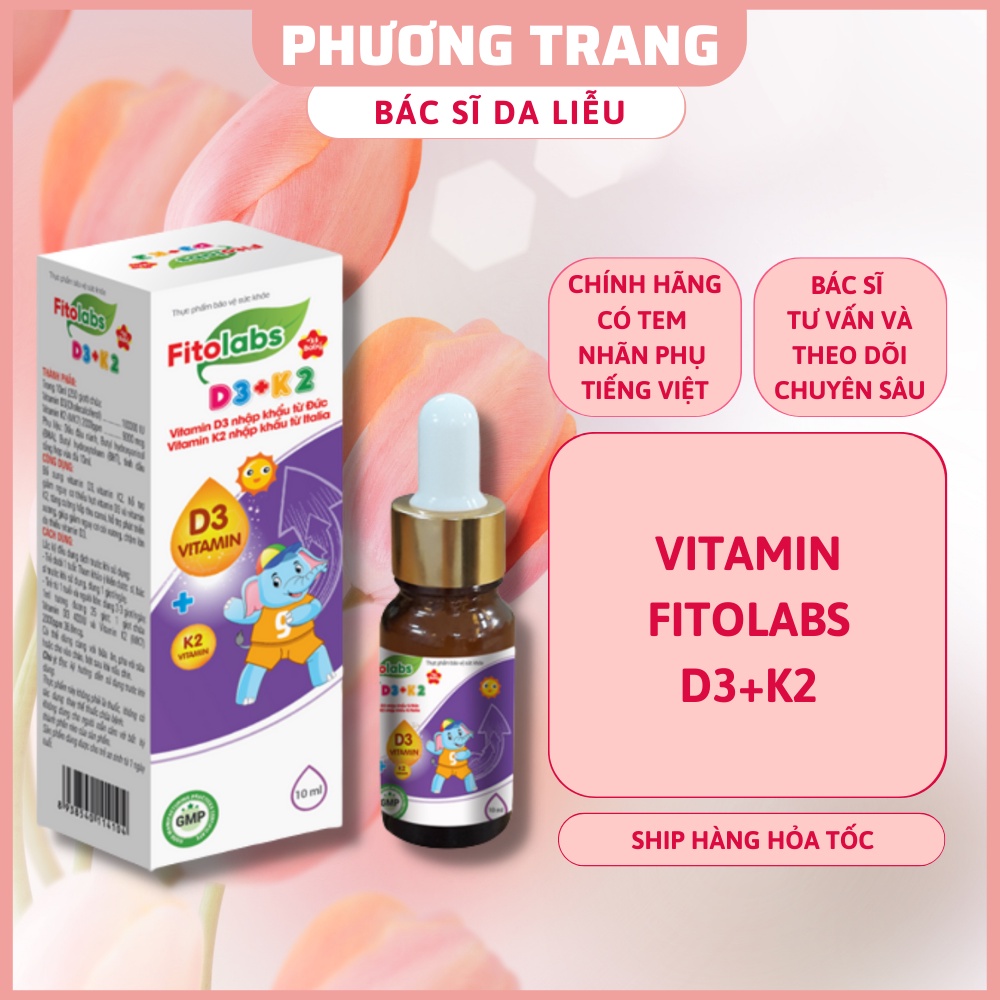 Vitamin d3 k2 mk7 Fitolabs D3  K2 drop bổ sung vitamin d3 k2 giúp bé tăng chiều cao  - Bác Sĩ Phương Trang
