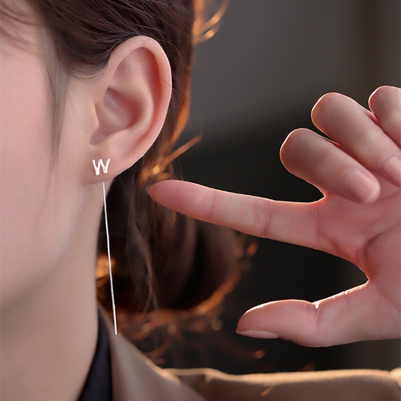 Khuyên Tai Bạc Sterling Hình Dòng Chữ Phong Cách Mới Đơn Giản Cá Tính G110 Dành Cho Bạn Nữ