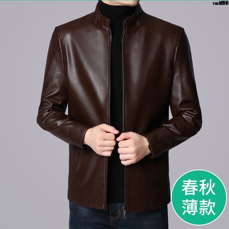 Áo Khoác Da Bò Thật Cotton Cổ Đứng Dáng Ôm Phong Cách Trẻ Trung Thời Trang Mới 2021 Cho Nam