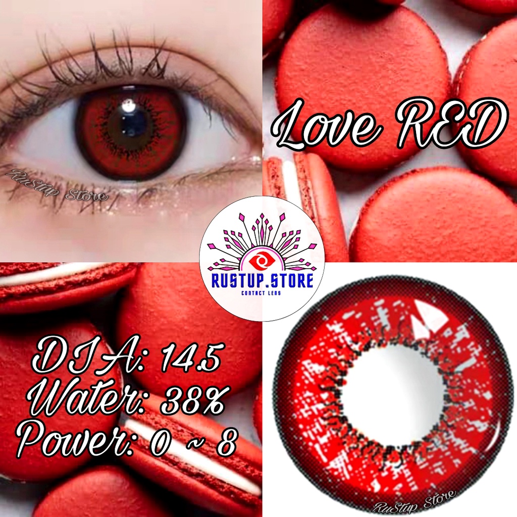 CONTACT LENS dòng LOVE màu ĐỎ ~ Từ 0~>8 độ.