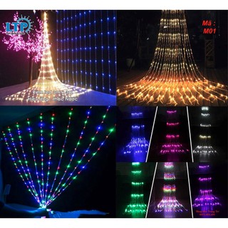 Dây đèn led nháy thả rèm mưa rơi nháy thác nước - đèn nháy thả mành, trang trí cây đẹp lung linh, trang trí noel
