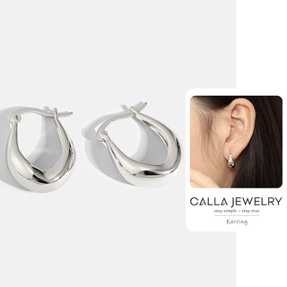 Oval U Hoop Earrings | Khuyên tai bông tai bạc giọt sương size lớn Calla Jewelry l E077