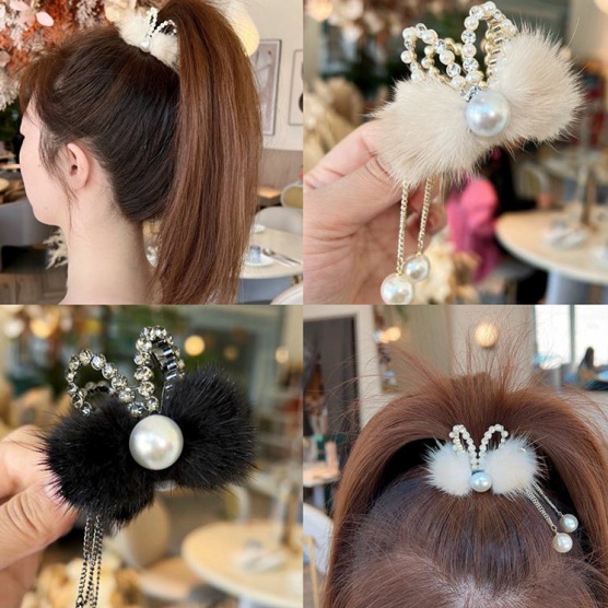 Kẹp Tóc Hình Tai Thỏ Bằng Lông Nhung Thời Trang Thu Đông Dành Cho Nữ