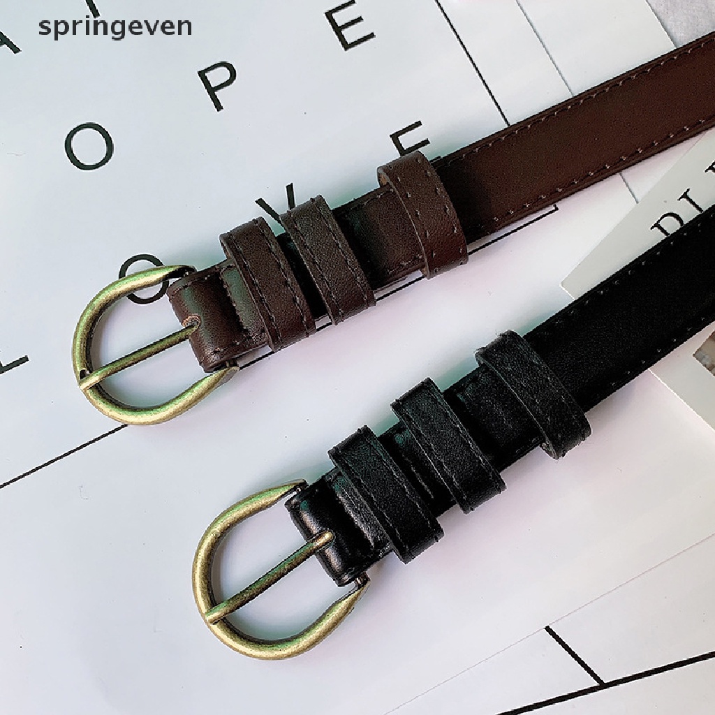 Thắt Lưng Da PU Khóa Vuông Màu Đen Phong Cách Vintage Thời Trang Cho Nữ