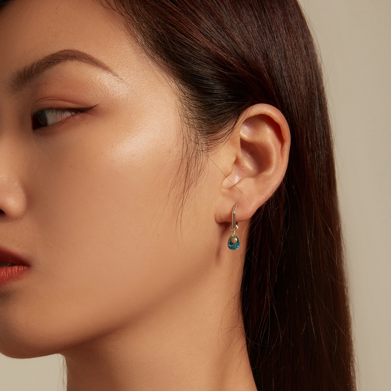 BAMOER Bông Tai HìNh GiọT NướC ChấT LiệU BạC 925