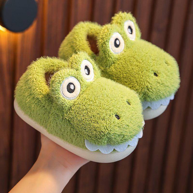 Oeteo Giày Bông Đi Trong Nhà Hình Cá Sấu Hoạt Hình Cho Bé