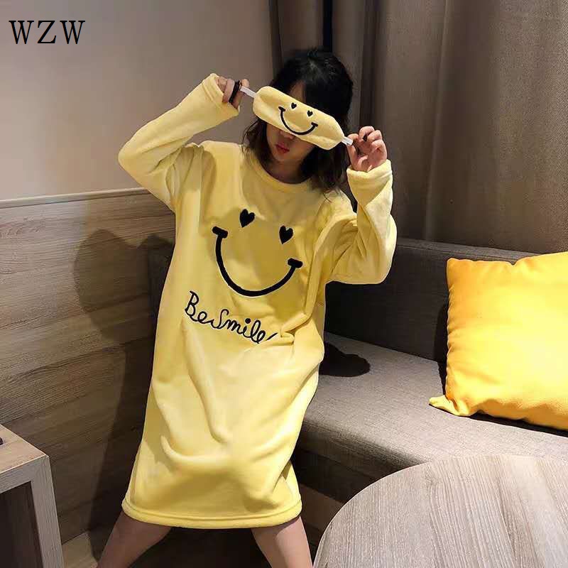 Đầm Ngủ Lông Cừu San Hô Plus Size Phong Cách Hàn Quốc Thời Trang Thu Đông Cho Nữ