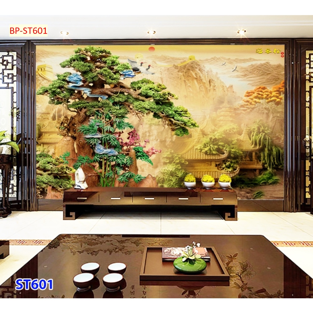 Tranh dán tường 3D Sơn Thủy, Hữu Tình, Núi Non Hùng Vĩ mẫu mới nhất