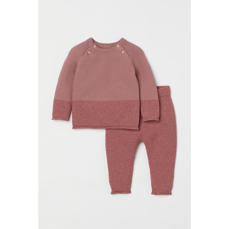 Set quần áo len hồng xanh HM H&M_hàng chính hãng authentic