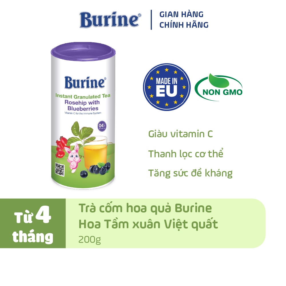 Trà Hoa Quả Hòa Tan BURINE Hương Vị Trái Cây Thơm Ngon, Bổ Sung Vitamin C Cho Bé