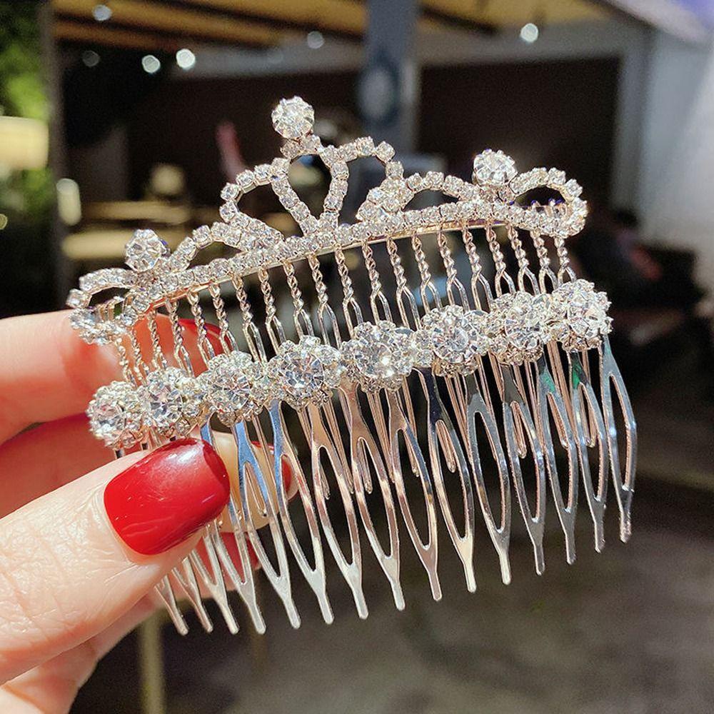 Lược Cài Tóc Đính Nơ Hoa Vương Miện Lấp Lánh Mới Cho Bé Gái|Kẹp Tóc Đính Đá Zircon Thời Trang Cho Nữ