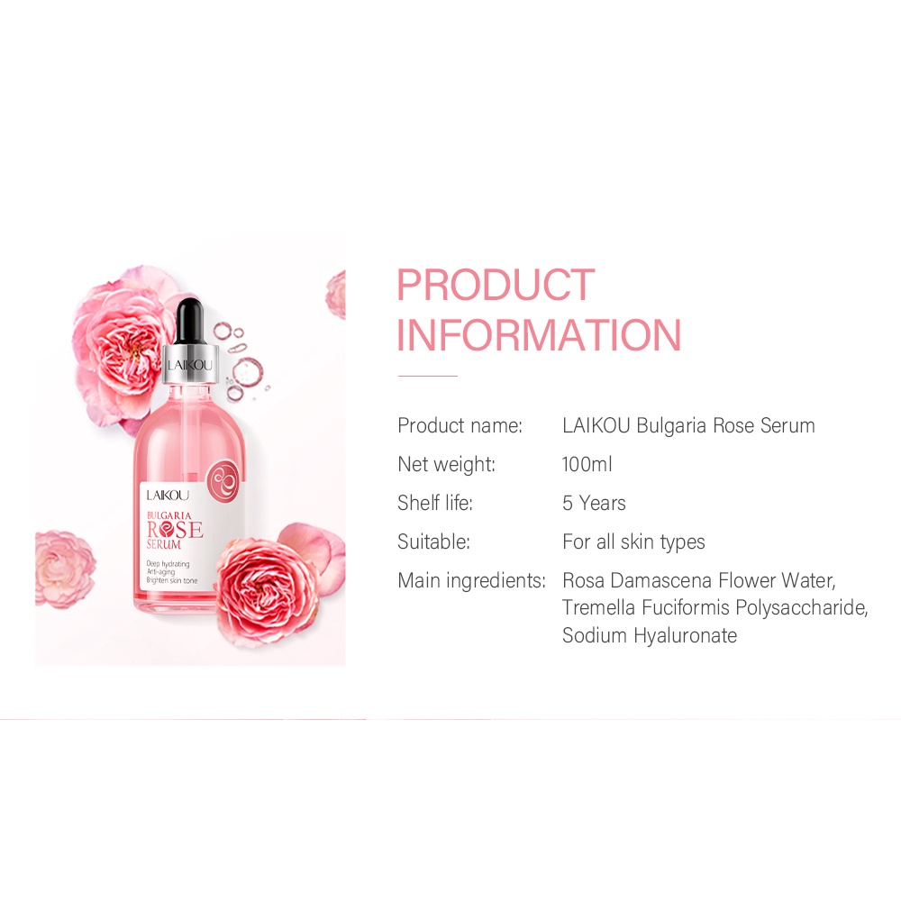 Serum Hoa Hồng LAIKOU 100ml Dưỡng Ẩm Nuôi Dưỡng Làm Sáng Tông Màu Da