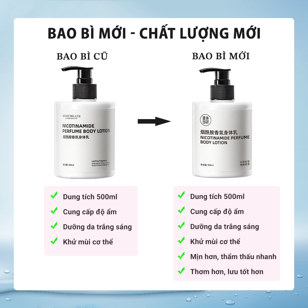 Combo Sữa Dưỡng Thể, Sữa Tắm Dưỡng Trắng Niacinamide 500ml Hương Quyến Rũ, VANCY | BigBuy360 - bigbuy360.vn