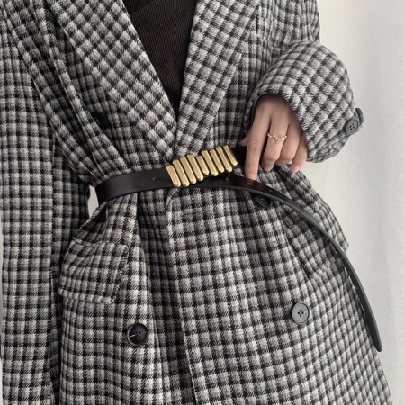 Thắt Lưng Da PU Phối Nút Phong Cách Retro Thời Trang Hàn Quốc