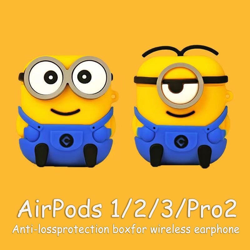 Vỏ Bảo Vệ Hộp Sạc Tai Nghe Bluetooth airpods pro2 / 3 / pro Hình Minion Dễ Thương