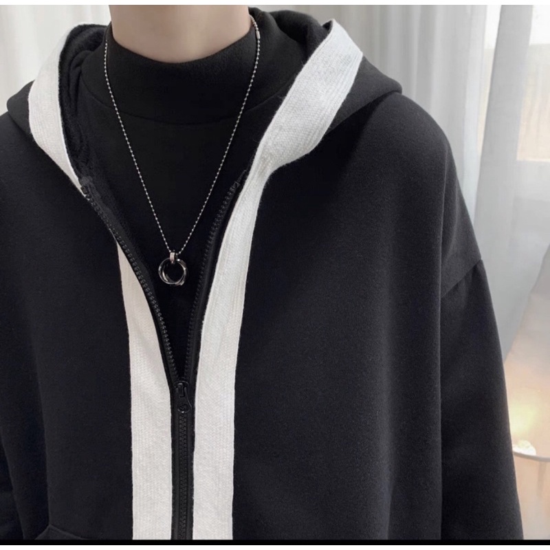 Áo khoác viền dây trắng dọc khoá TTA977