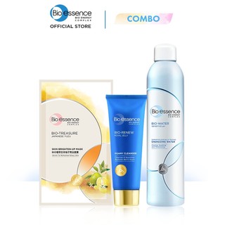 Bộ Nước khoáng Bio-Essence BioWater Water Energizing 300ml+Sữa rửa mặt BioRenew100g+Mặt nạ Yuzu 20ml