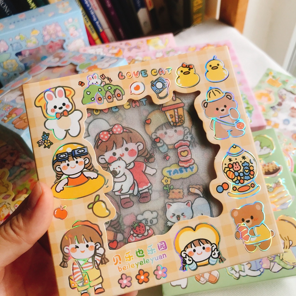 Hộp 8 sticker cute, hình dán dễ thương cho bé