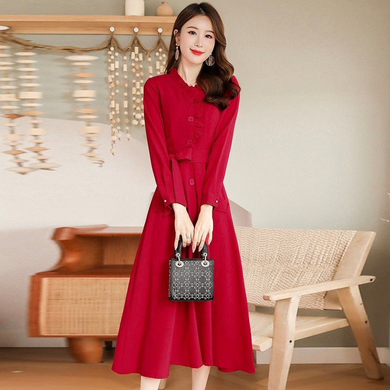 Đầm Lanh Cotton Tay Dài Ôm Eo Thời Trang Mùa Xuân 2022