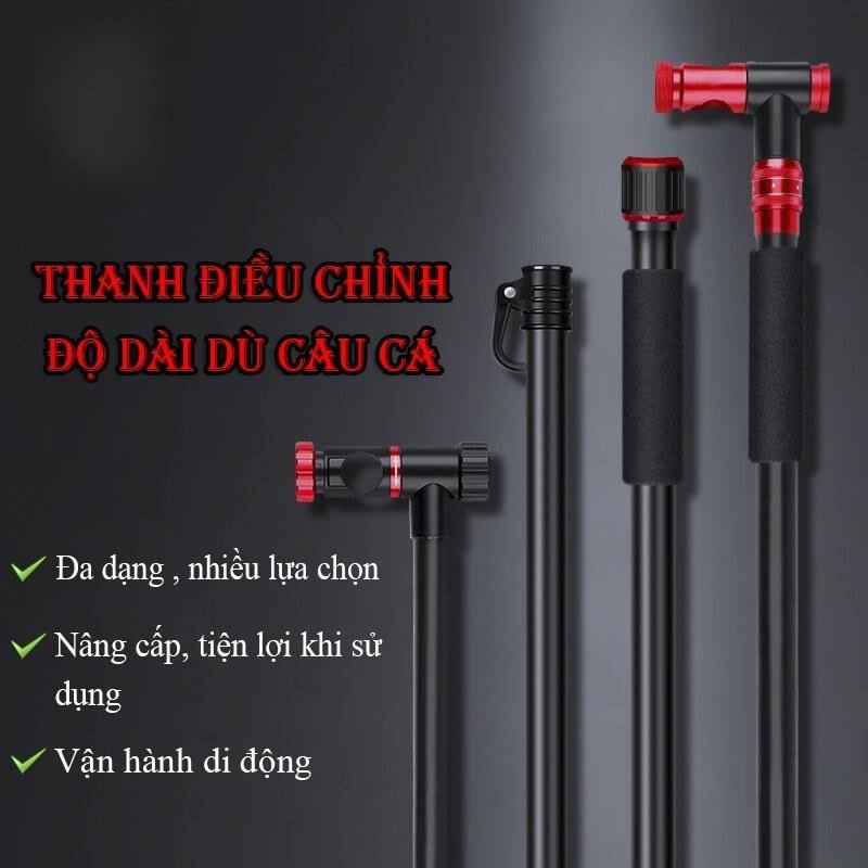 Phụ Kiện Ô Câu Cá , Thanh Hợp Kim Điều Chỉnh Độ Dài, Đầu Nối Xoay 360° - Pat Ô Dù nâng cấp , tiện lợi khi sử dụng LK-21