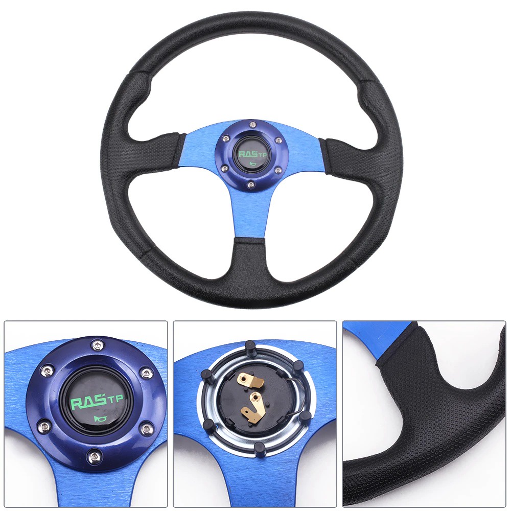 Vô Lăng Xe Hơi Thể Thao Steering Wheel Bọc Da PU 340mm Chuyên Dụng