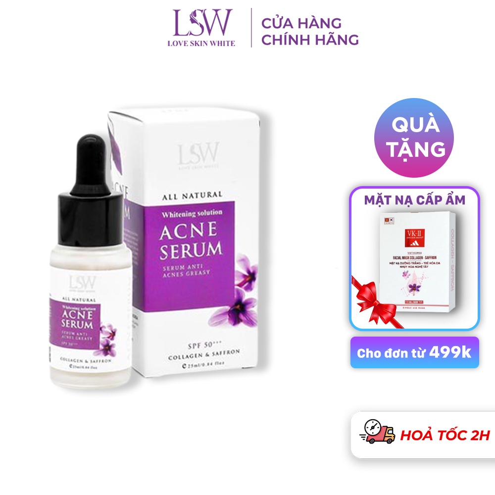 [Mã BMINC50 giảm 50K đơn 99K] Tinh chất dưỡng da giảm mụn mờ thâm sẹo Love Skin White Whitening solution Acne Serum 25ml