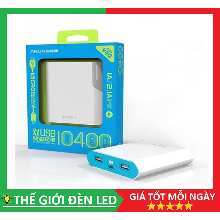 Pin sạc dự phòng ARUN 10400 mAh, ARUN 8400mAh chính hãng
