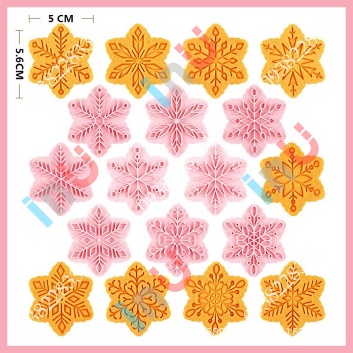 HCM - Khuôn cutter hoa tuyết 9 mặt hình làm bánh quy dịp giáng sinh noel BCT