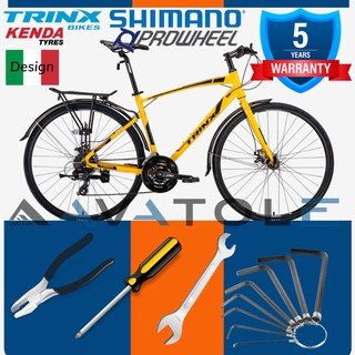Xe đạp đường trường TrinX Free 2.4 Khung sườn hợp kim nhôm Alloy 700Cx470 Bộ truyền động Shimano 24 Tốc độ Màu đen vàng