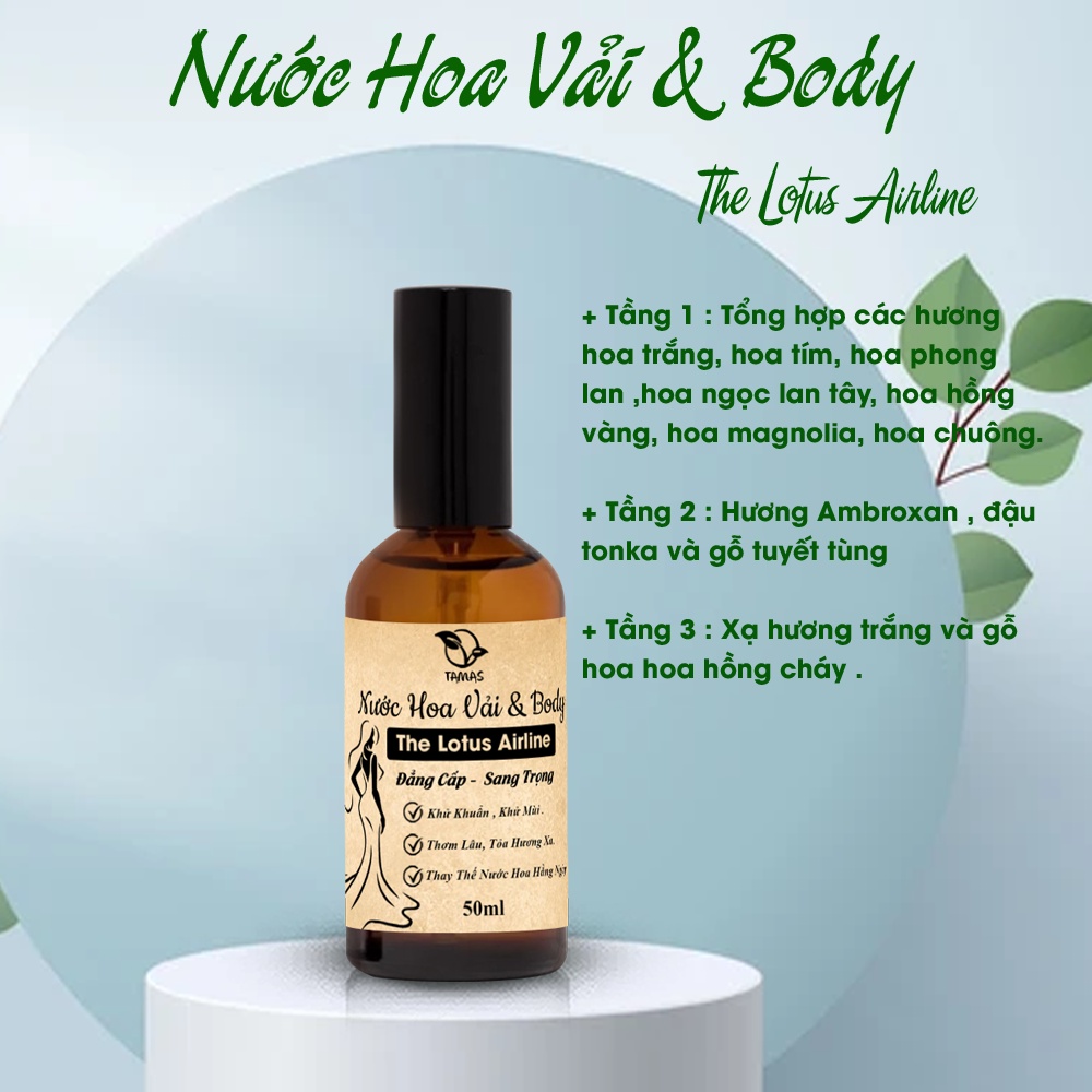 Nước Hoa Xịt Thơm Quần Áo & Body TAMAS chai 10ml,50ml - Tự Chọn Mùi Theo Cá Tính Của Bạn