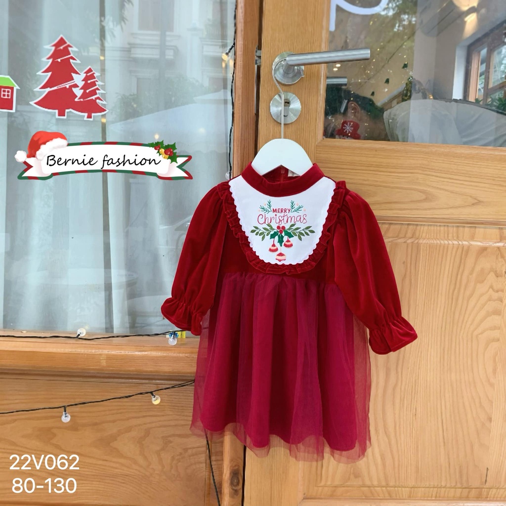 Váy nhung noel thêu ngực Bernie cho bé gái
