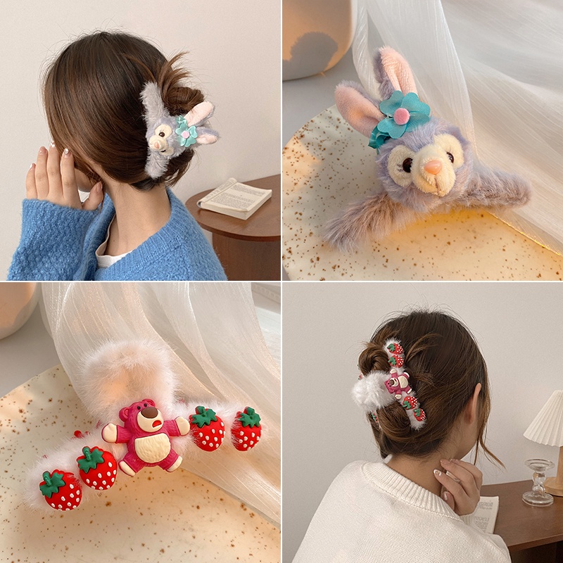 Kẹp tóc đính nơ 17KM họa tiết hoạt hình phong cách Hàn Quốc