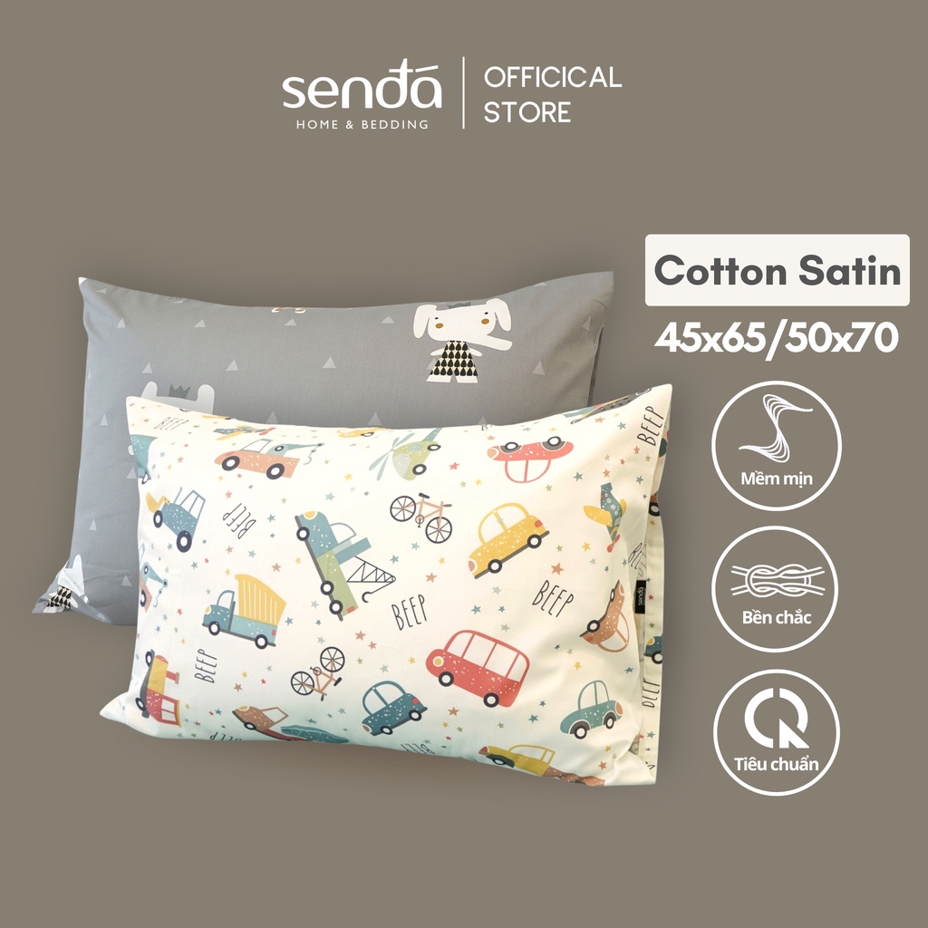 Vỏ gối Cotton Satin 60s 50x70 45x65 cm Sen Đá Home Bedding họa tiết cao cấp, bao áo gối nằm mềm mại