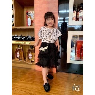 [28-48kg] Áo kiểu chấm bi cột dây nơ sau lưng cho bé