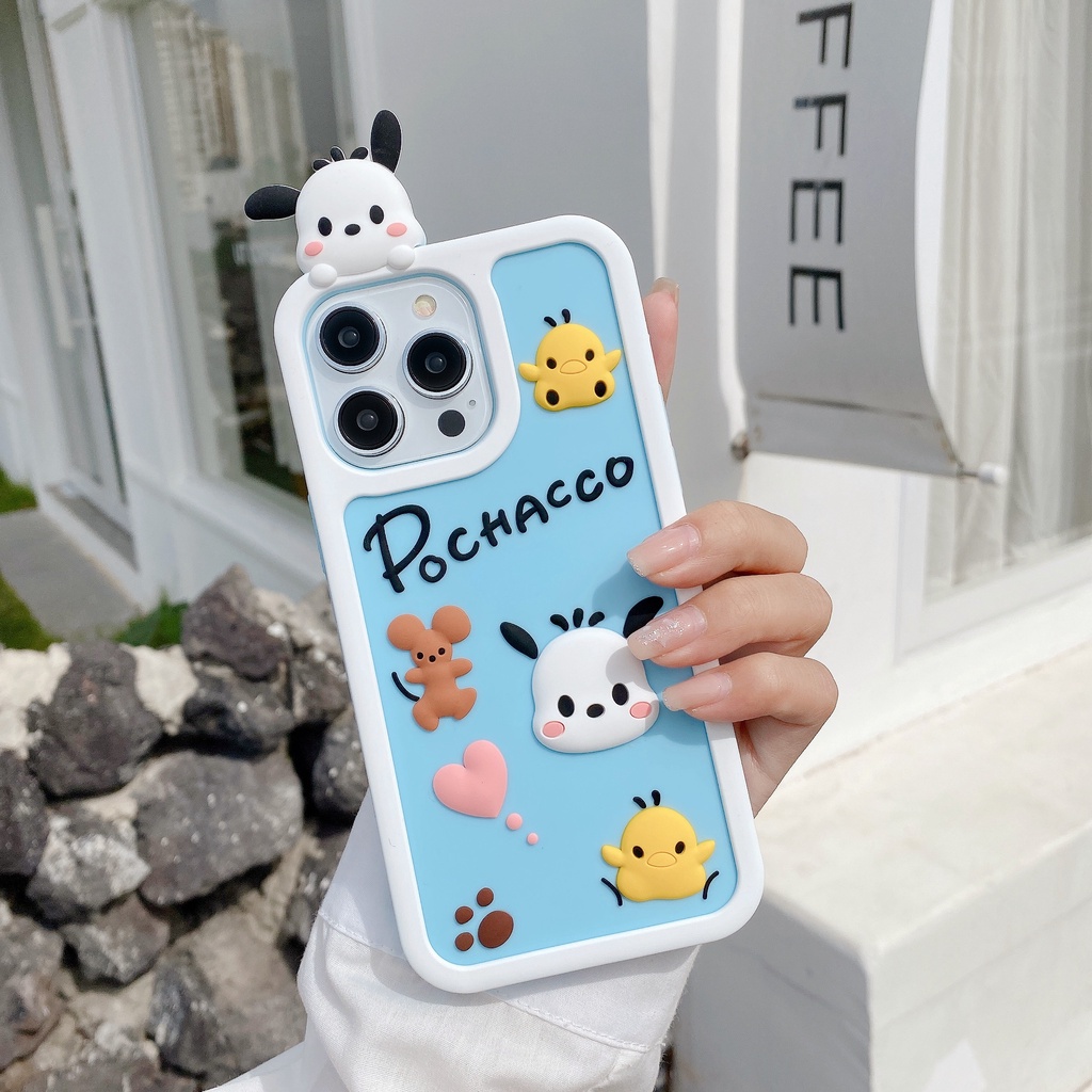 Ốp Điện Thoại Tpu Dẻo Họa Tiết Hoạt Hình Chú Chó Tai To 3D Dễ Thương Cho iPhone 14 13 12 11 Pro Max Plus