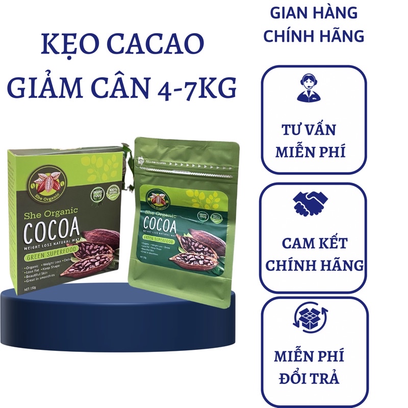 Kẹo Socola giảm cân 💥 CAM KẾT HIỆU QUẢ 💥 Kẹo Cacao hỗ trợ giảm cân SHE ORGANIC hiệu quả nhanh chóng, An toàn