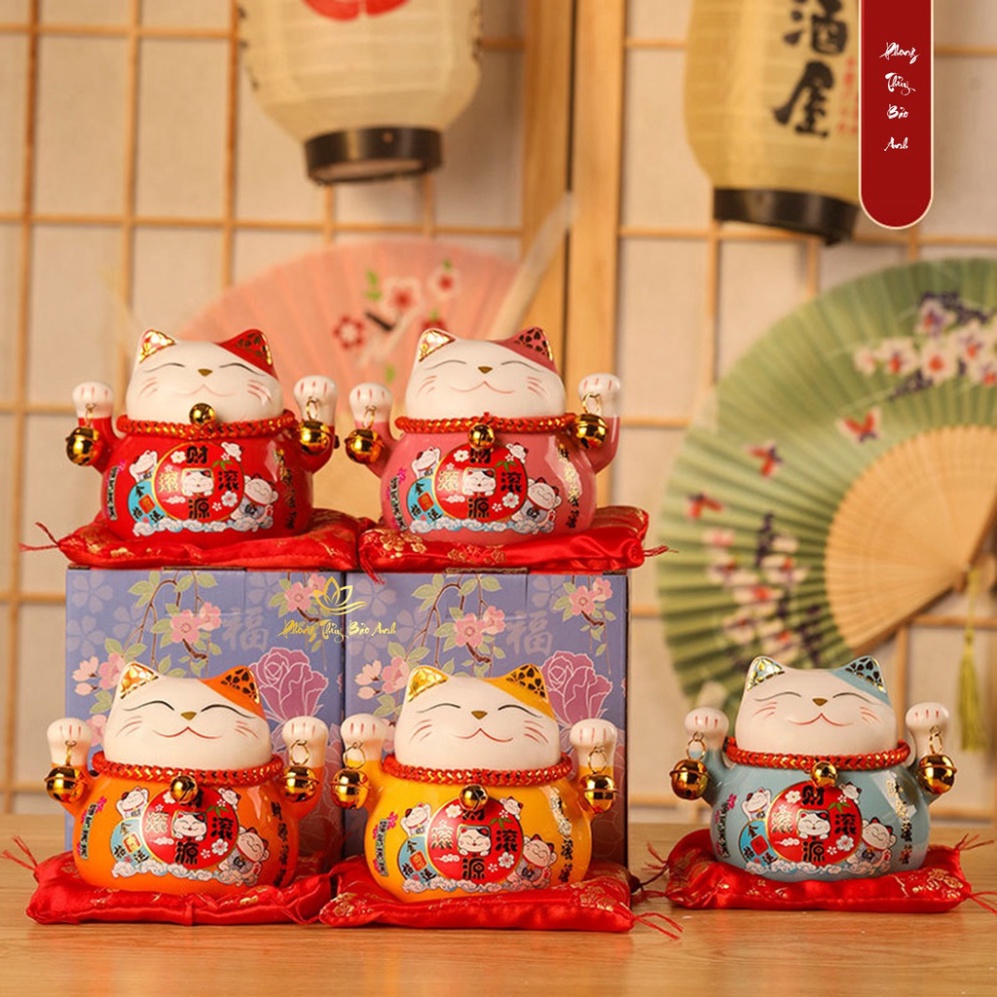 Hũ Tiết Kiệm Mèo Thần Tài Kèm Thảm🌏FREE SHIP🌎Maneki Neko Mèo Vẫy Tài Lộc ,Trang trí Nhà Cửa Quà Tặng Khai Trương