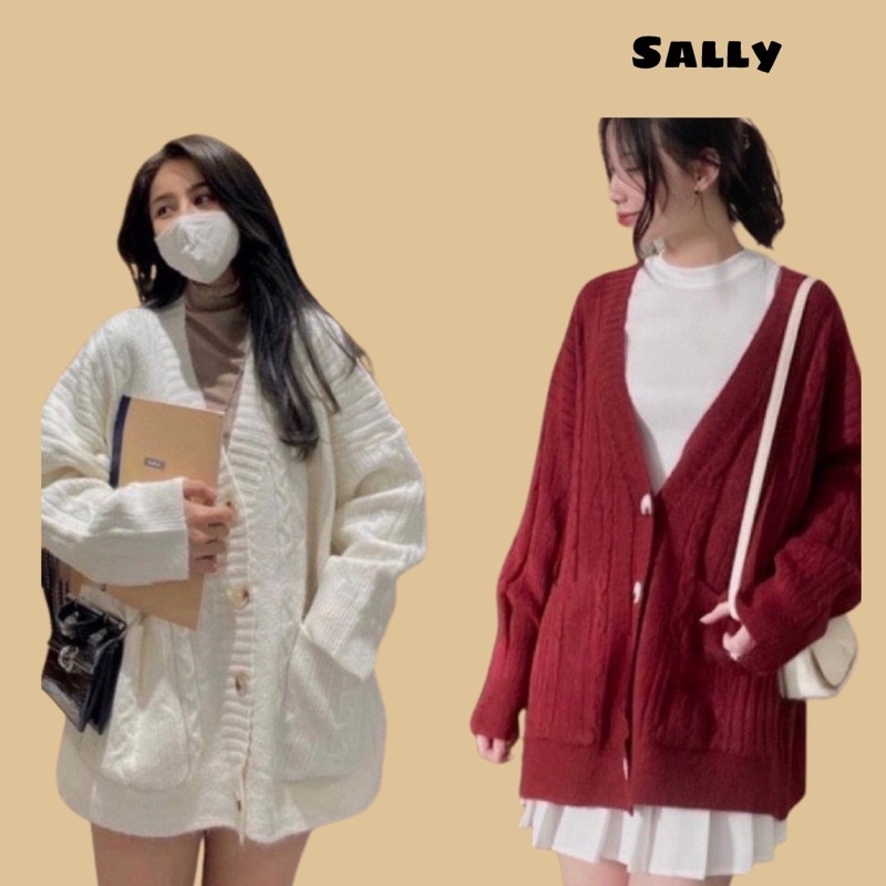 {20:S79}Áo cardigan len thừng dáng dài form rộng, cadigan phong cách hàn quốc len dày dặn